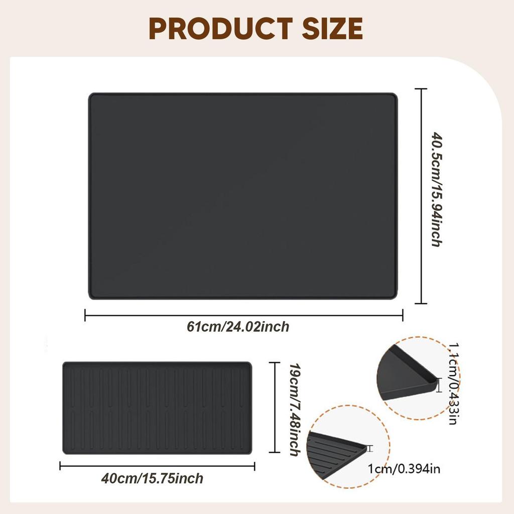 Silicone Coffee Mat Coffee Maker Mat Raised Edge with Dish Drying Pad for Potted Plants