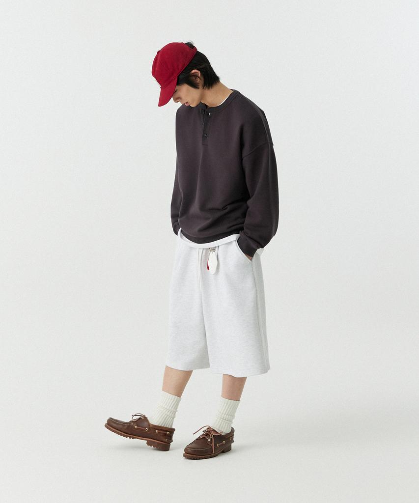 STENDS [M~4Xl] Henley Neck Semi-Oversized Sweatshirt_Charcoal
