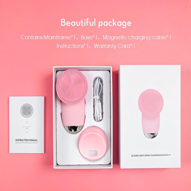 Silicone Face Cleansing Brush Electric Facial Scrubber Massager Sonic Vibration Waterproof Skin Care Tool for Pore Cleaning