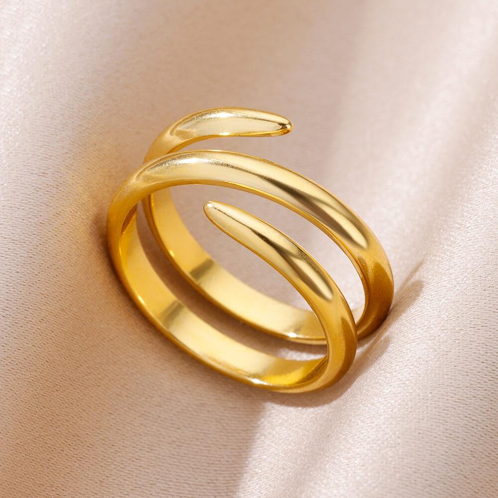 Stainless Steel Rings For Women Men Gold Color Hollow Wide Open Ring Female Male Fashion Wedding Party Finger Jewelry Gift
