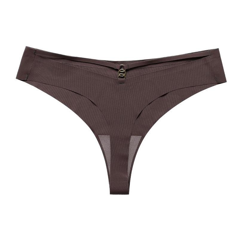 Seamless Ice Silk Thong Yoga Underwear, Plus Size, T-Back with Metal Ring