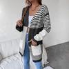 Women's Fashion Casual Fall Winter Stripe Print Long Sleeve V-Neck Tops Women's Clothing Woolen Knitwear Sweaters