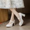 2024 New Red Maritjen Platform Waterproof Lolita High Heels Women's Chunky Wedding Shoes Single Shoes