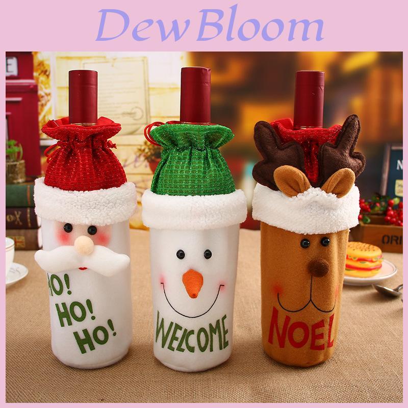 Festive Red Wine Bottle Cover Bags Featuring Snowman And Santa Claus Christmas Decor