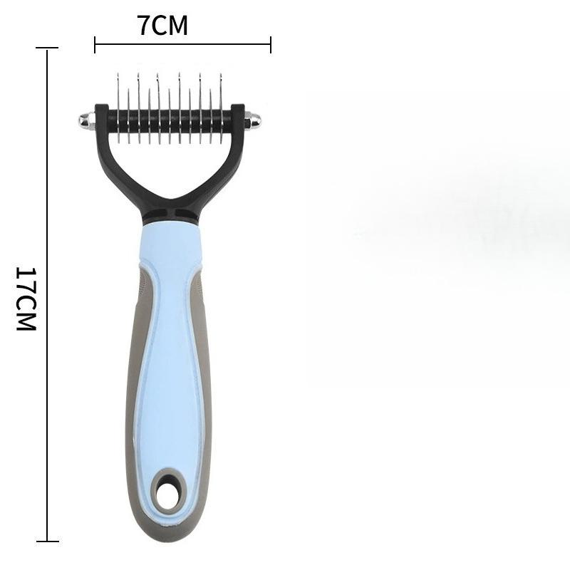 Pet Grooming Comb - 2 Sizes (11/17 Teeth) Detangling Brush for Cats & Dogs, Gentle Anti-Scratch with Hanging Hole (Blue/Pink) Small синий