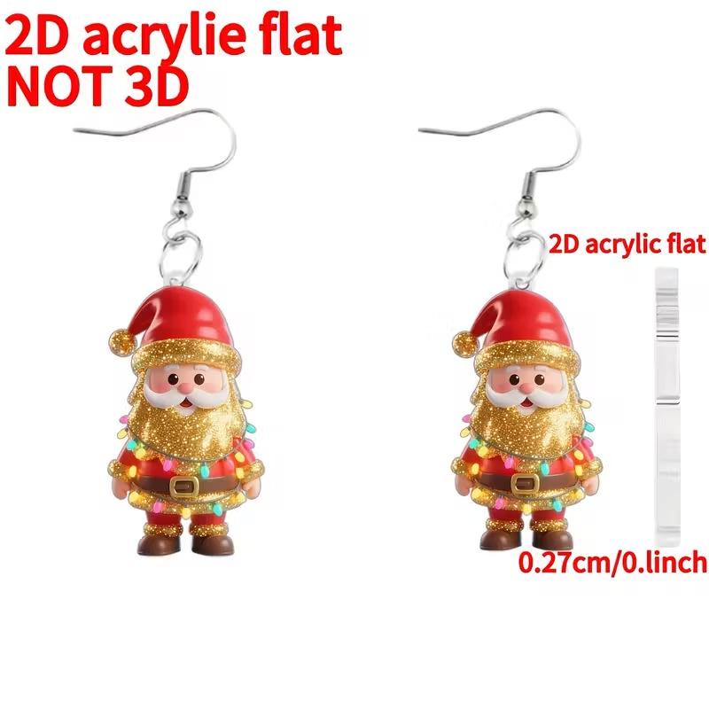 Cross-border new golden Santa earrings flat acrylic Christmas gift cartoon character earrings jewelry