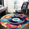1pc Vinyl Music Office Round Area Rug, Indoor Mat Suitable ForOffice, Under Office Chairs Bedroom Living Room Home Decor T170