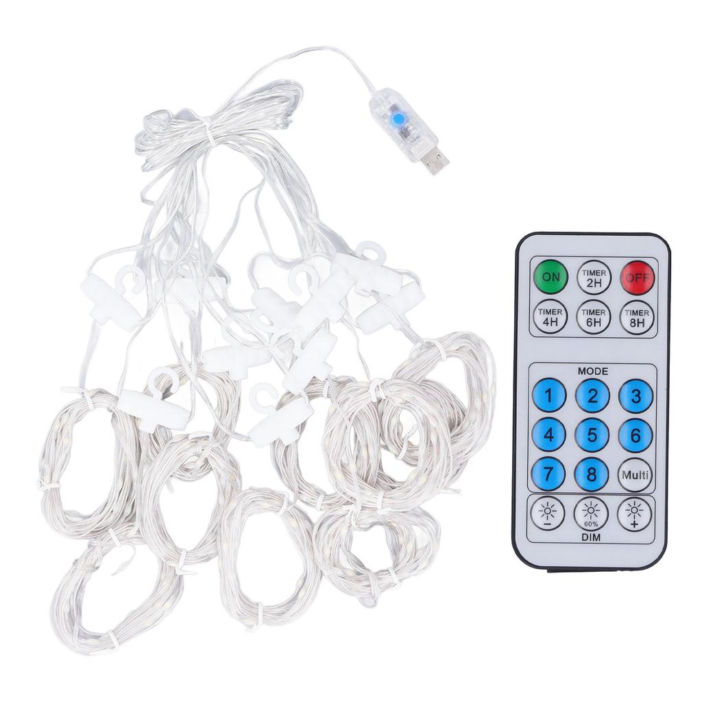 Hanging Curtain Lights 300LED 8 Modes Flexibility Window Wall String Lights with Remote Control for