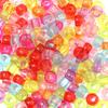 "100 Pcs Large Hole Transparent Frosted Barrel Beads - Colored Onion Powder Plastic Pony Beads for Dreadlocks and Wigs"