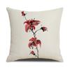 Chinese Style Series Ink Flower and Grass Print Pillow Linen Print New Chinese Style Home Sofa Pillow Living Room Bedroom