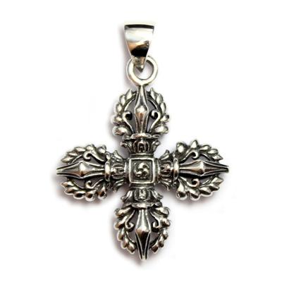 [Mizar] Tibetan Karma Double Dorje Pendant, Sterling Silver 925, Amulet, Men's & Women's