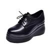 Soft Leather Muffin Bottom Deep Mouth Single Shoes Women 2025 Spring and Autumn New Small Pointed Muffin Shoes Lace Up Small Leather Shoes Women