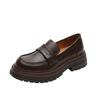 Thick-soled British Style Round-toe Single Shoes for Women's New Spring and Summer Pedals with One Foot and Grabbing Sheepskin Retro Thick Heels Shoes