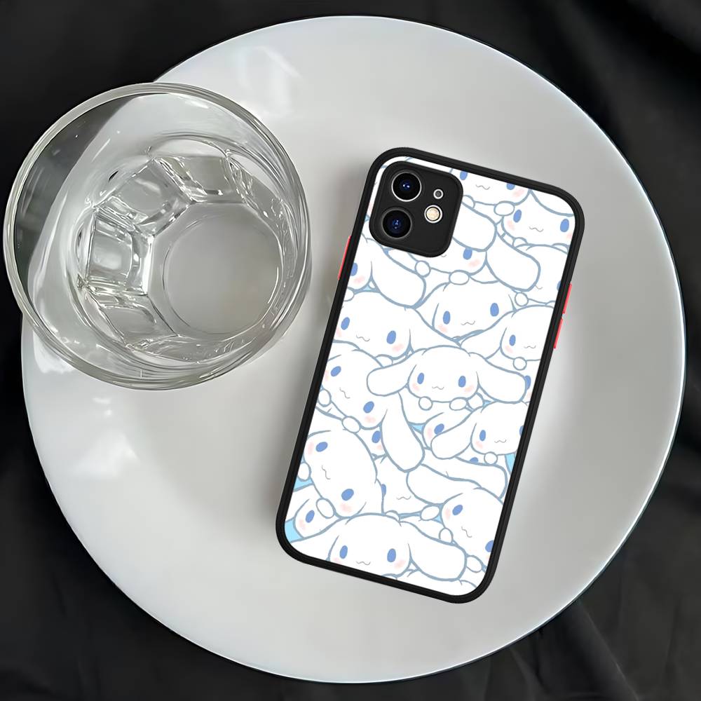 Caroon Cute C-Cinnamorolls Matte Transparent Phone Cover For iPhone Case 16 15 14 13 12 11 Pro Max X XS Max Plus