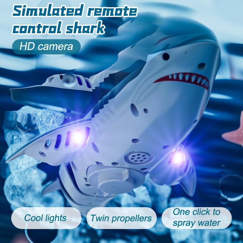 2.4G Remote Control Shark Toy With 4K Hd Camera Smart Rc Shark Whale Spray Water Toy Remote Controlled Boat Ship Submarine Robot