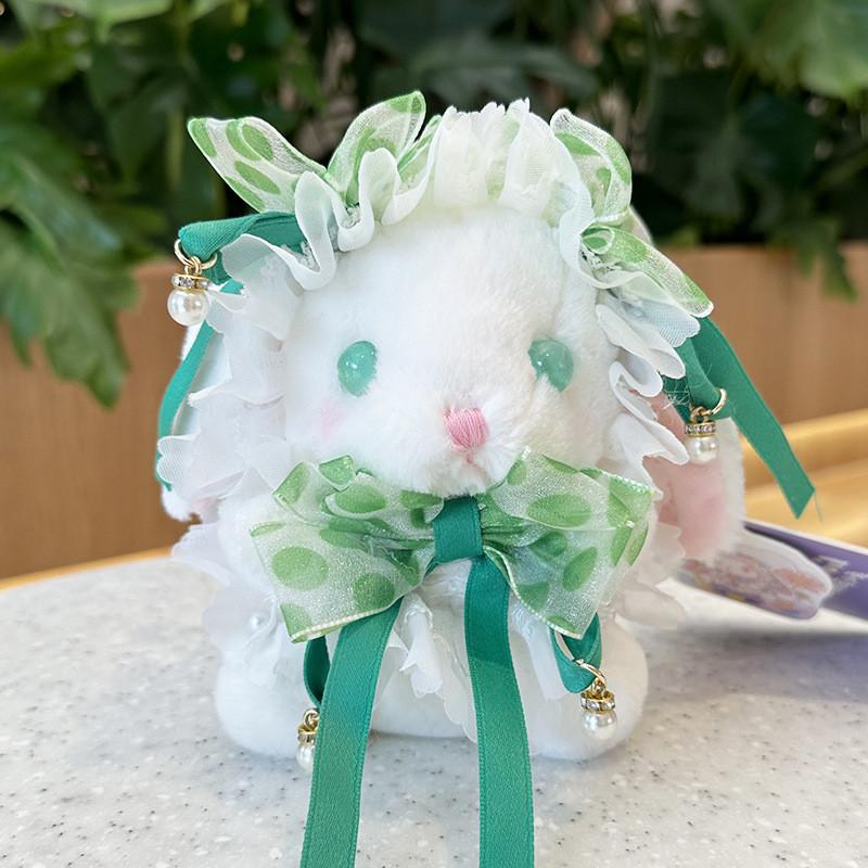 Cute Lolita Rabbit Pendant Plush Toy Soft Short Plush Doll Girl Gift Decor 14cm