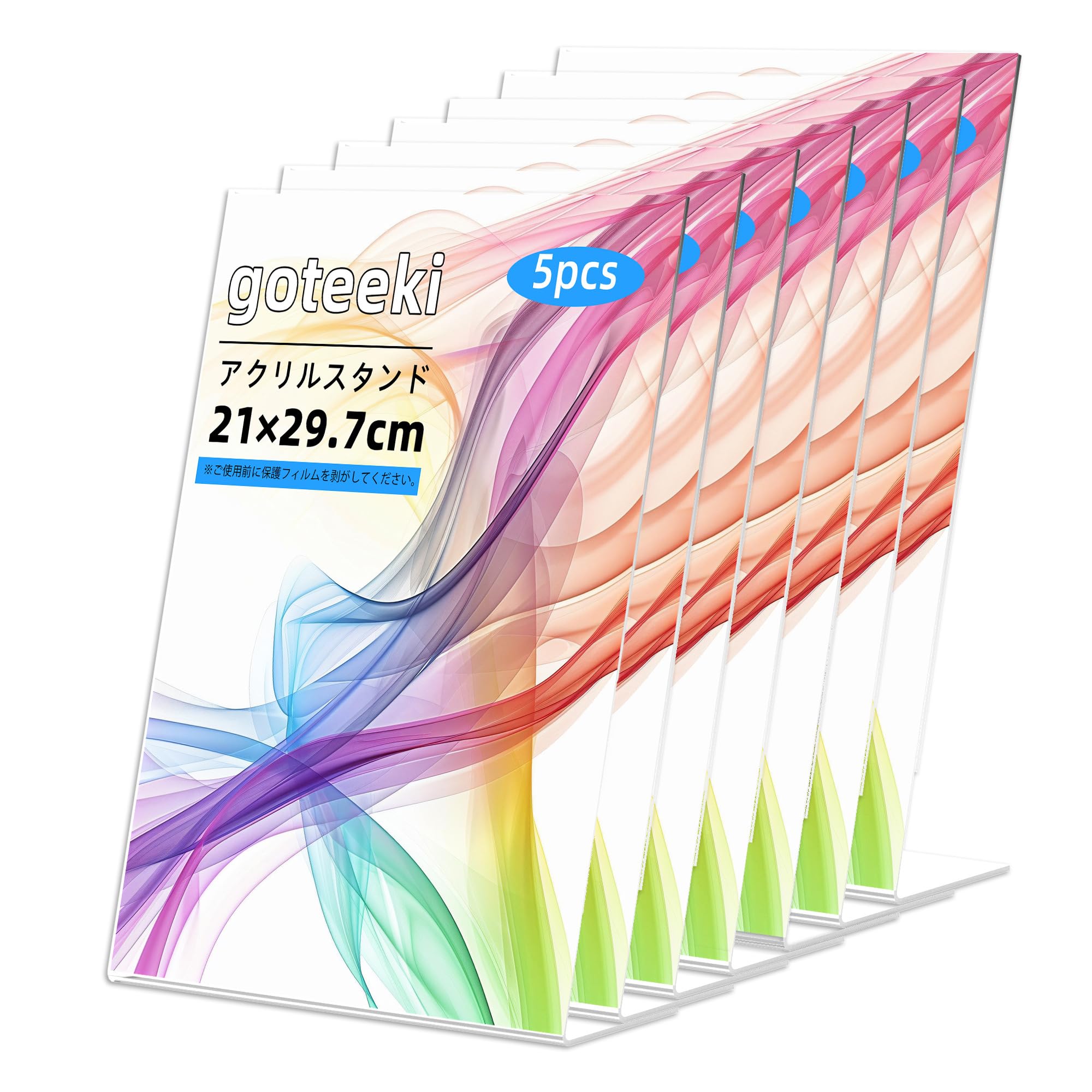 

Акриловые подставки Goteeki, подставки формата А4 (Набор из 5), Акриловые фоторамки L-образной формы, всплывающие подставки, односторонние, настольные, прозрачные (A4 (21см х 29,7см))