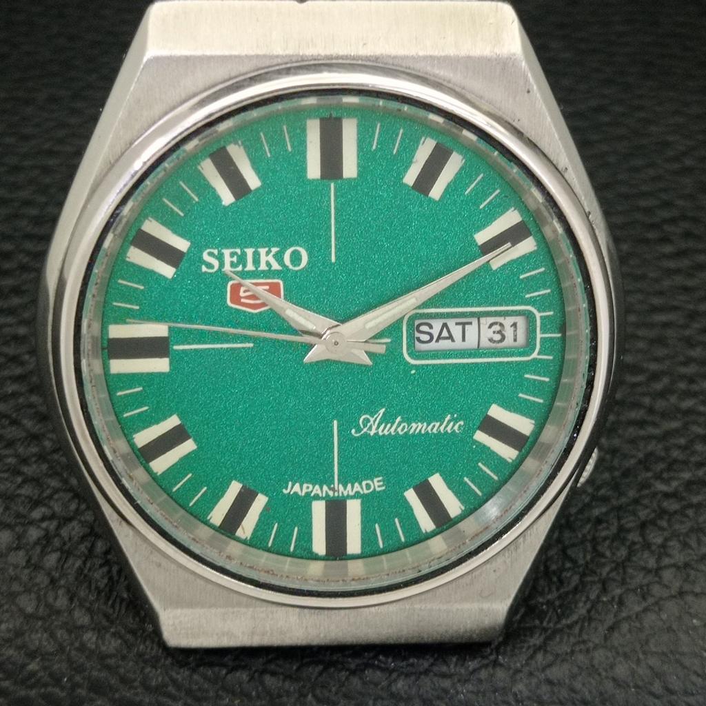 VINTAGE SEIKO 5 AUTOMATIC 6309A JAPAN MENS GREEN COLOR DIAL WATCH a702100-5 R208-a702100