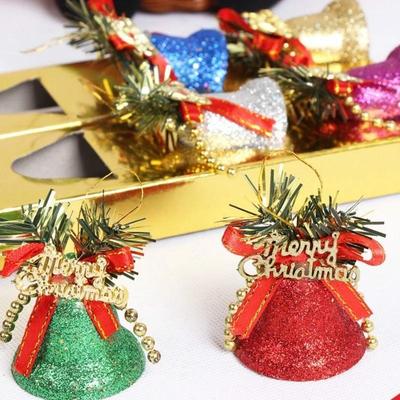 6 Stück/Set 5CM Weihnachtsbaum Anhänger Dekoration Kunststoff Farbe Glocke Zubehör Anhänger Heim Partyzubehör Tropfen Ornamente