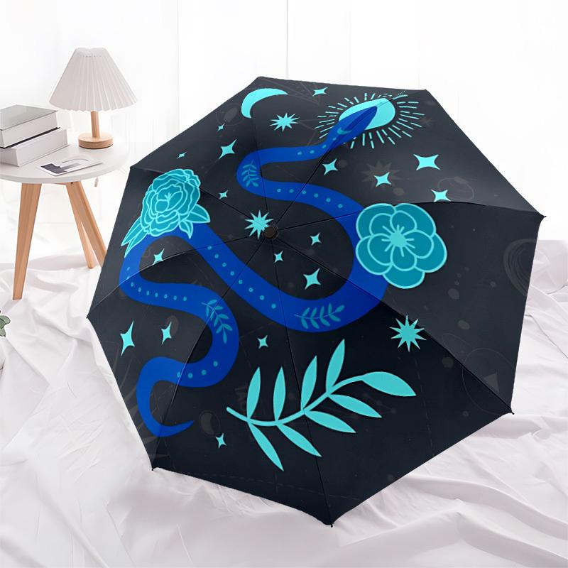 1pc Snake Flowers Automatic Open/Close Umbrella, Portable Folding Umbrella for Travel, Themed Events, It is suitable as a gift for various festivals,