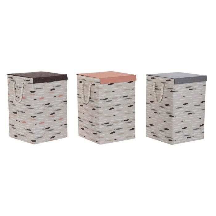 Panier à linge - 36 x 36 x 55 cm - Gris orange - 3 unités - Avec couvercle