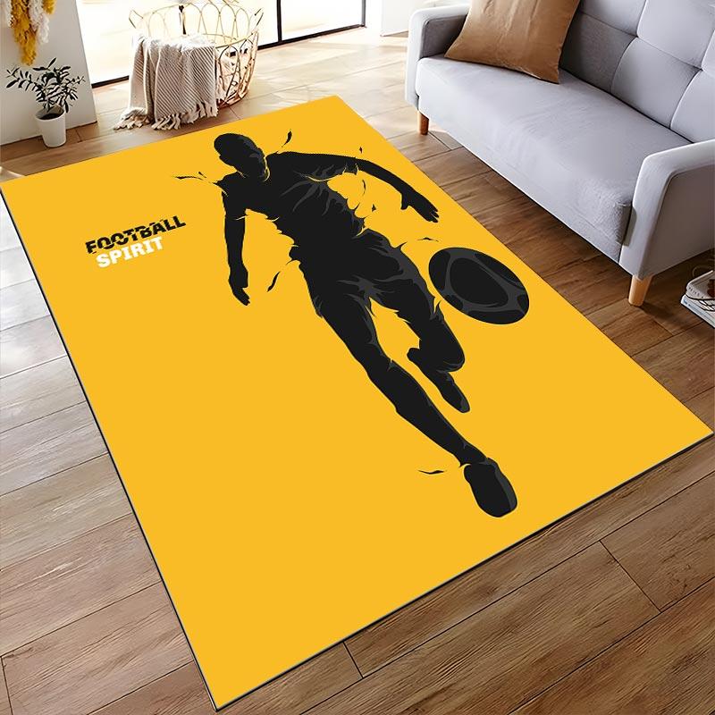 Modern Football Player Pattern Yellow Carpet for Living Room Decor Suitable for use as an anti-slip for living room bedroom sofas