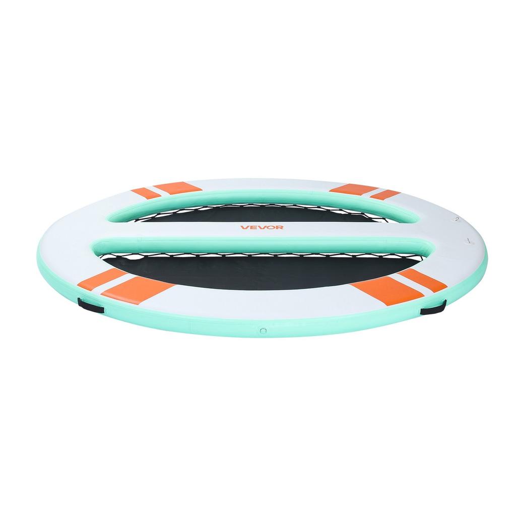 Aufblasbarer schwimmender Steg, 3,05 x 2,44 m runde aufblasbare Stegplattform, rutschfeste Wasser-Luftmatte mit tragbarer Tasche und abnehmbarer Leiter, Schwimmkörper