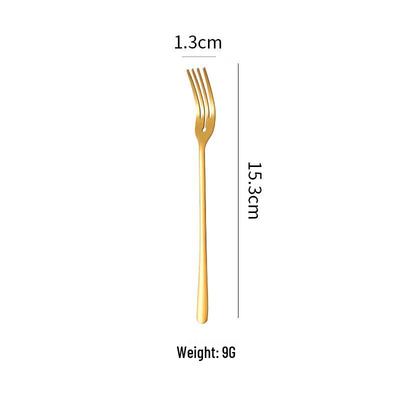 ZISIZ Stainless Steel Gold Fruit & Dessert Forks (4-Pack)