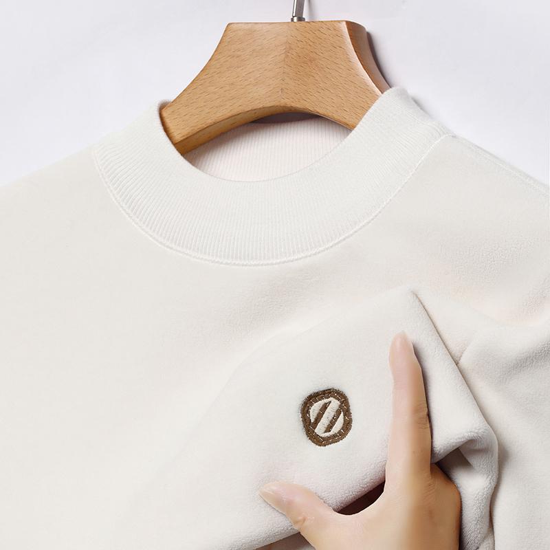Winter Arrival Men s Half Neck Pullover Sweater High Quality Embroidery Plush Thicken Fashion Versatile Men swear M