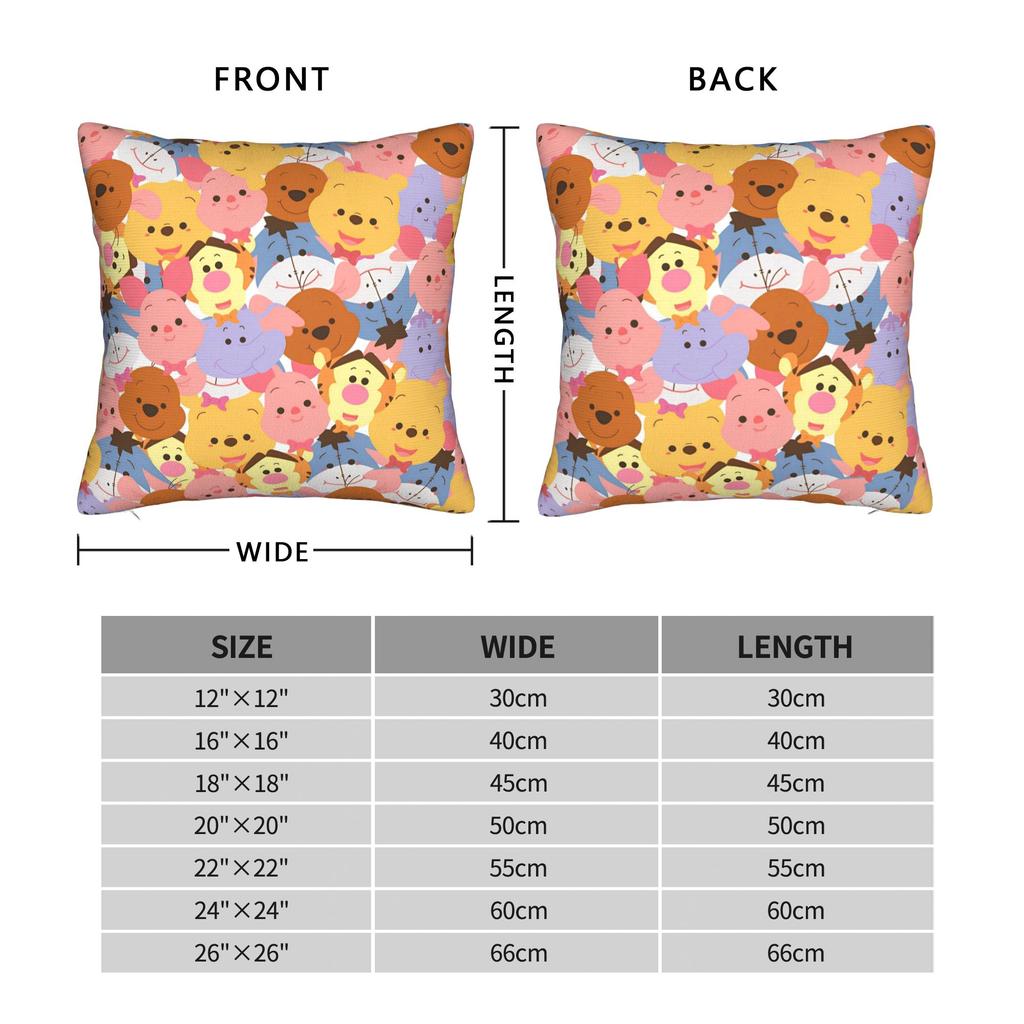 Lovely Cartoon Pillowcase Polyester Cushion Cover Gift Winnie The Pooh Pillow Case Cover Car Square 18'