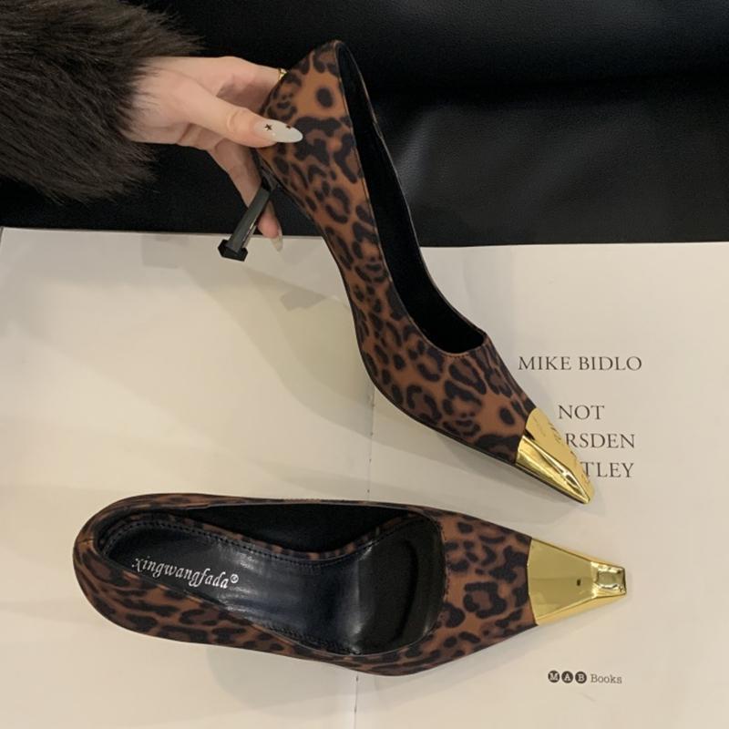 Fashion SUOJIALUN Spring New Brand Women Pumps Shoes Fashion Metal Pointed Toe Slip On Ladies Elegant Single Shoes Thin High Heel Pumps