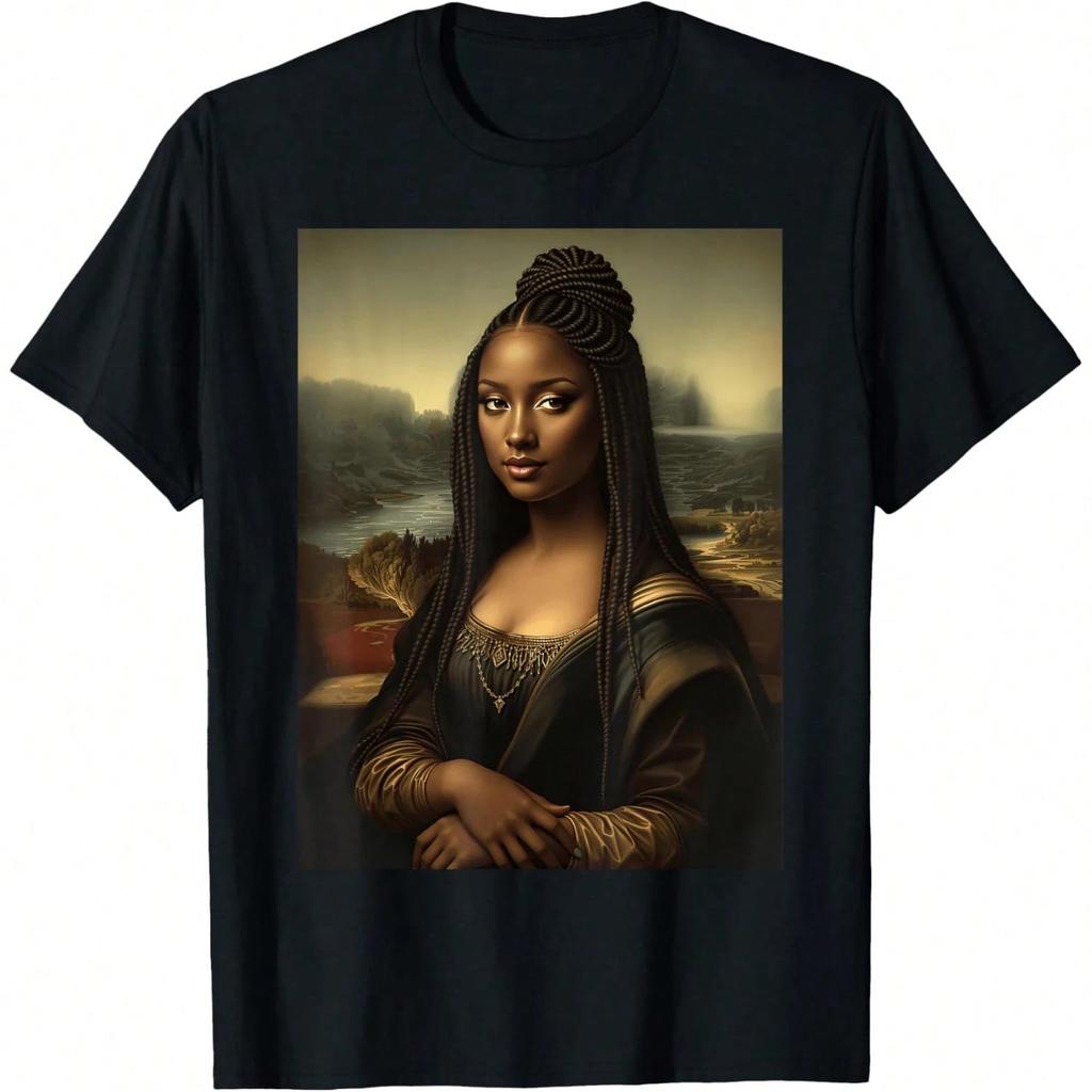 Black Mona Lisa African American Month Funny TShirt Graphic T Shirts Oversized T Shirt Harajuku Men Clothing Streetwear