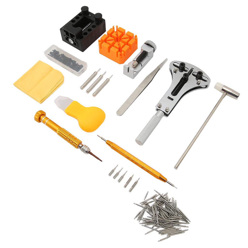 Watch Repairing Kit Watch Battery Replacement Watch Case Opener Complete Watch Tool Kit with Brown