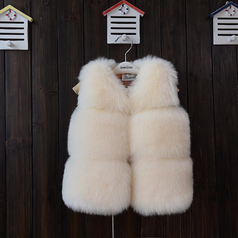 2024 Autumn and Winter Girls Clothes Children's Fur Vest Thickened Cotton Solid Color Coat Wool Fake Fur Jacket