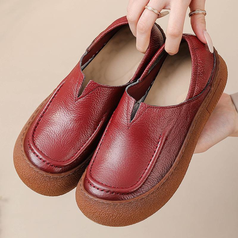 

Женские повседневные мокасины из натуральной кожи Удобные рабочие деловые туфли Женские туфли на плоской подошве Кожаные противоскользящие туфли Обувь для ходьбы 35