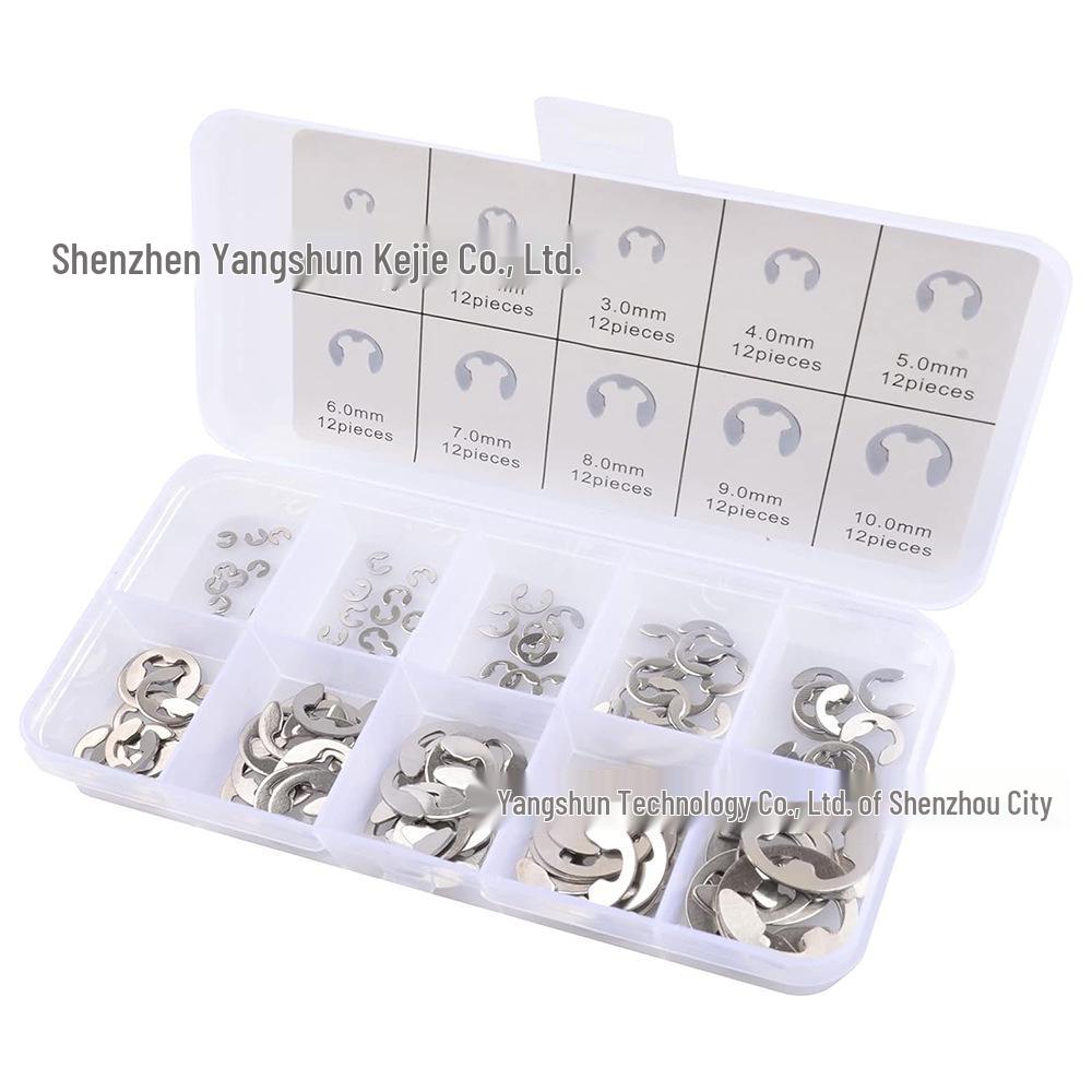 

120-Piece 304 Stainless Steel White-Plated E-Type Retaining Ring Set, M1.5-M10