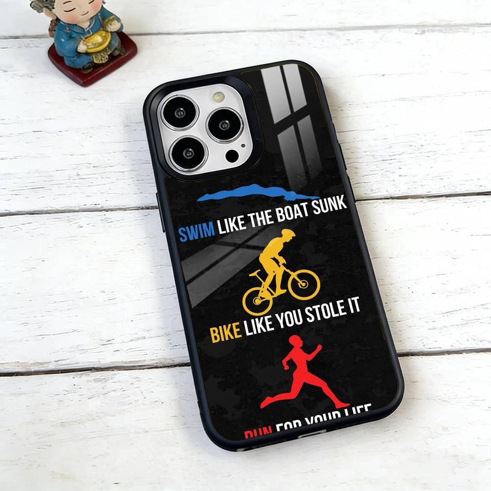 Triathlon Swim Bike Run Tri Life Phone Case For iPhone17,16,15,14,13,12,11 Plus,Pro Magnetic with Magsafe Wireless Charging iPhone11PRO