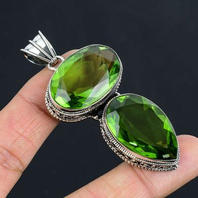 Peridot Přívěsek drahokam Solid 925 Sterling Silver Přívěsek Šperky Dárek pro Unisex