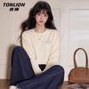 TonLion Women's Pure Cotton Loose Fit Long Sleeve T-Shirt