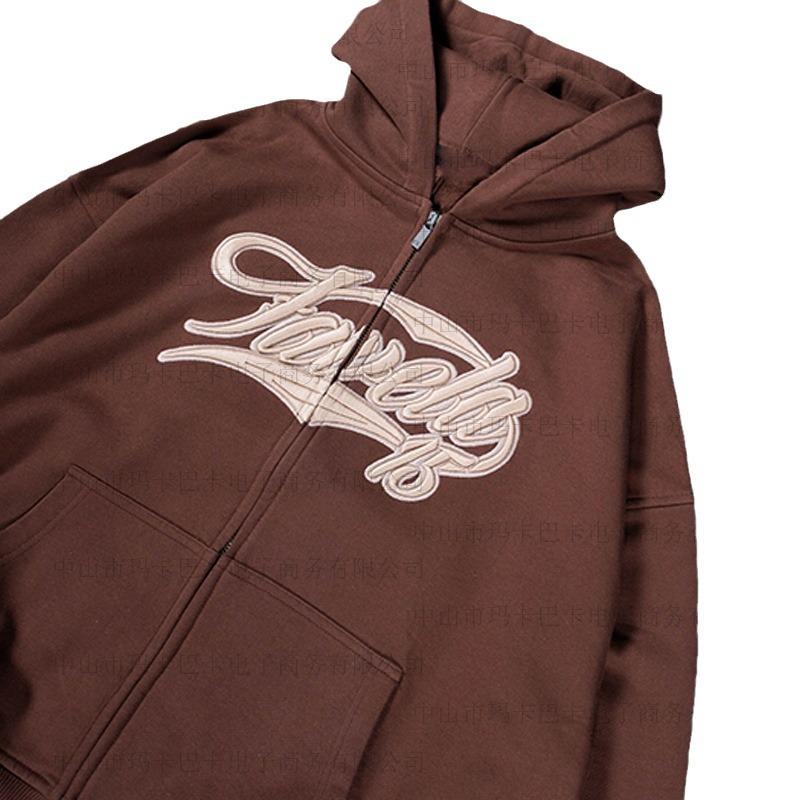 2024 Autumn American Retro Printed Zip-Up Hoodie Sweatshirt