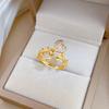Real Gold Full Diamond Love Zircon Personalized Opening Adjustable Light Luxury Jewelry Japanese Ring Couple Ring