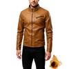 Men's Leisure Standing Collar Adding Fleece Style Locomotive Leather Jacket Jacket Coat