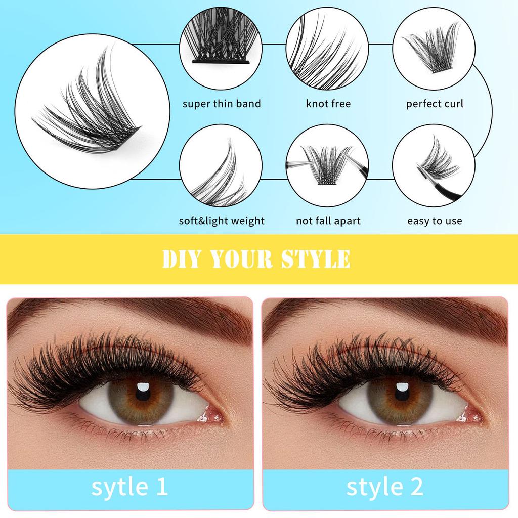 Single Cluster C Curl Multiple Hair False Eyelashes Natural Density 10-16Mdiy Segmented Eyelashes