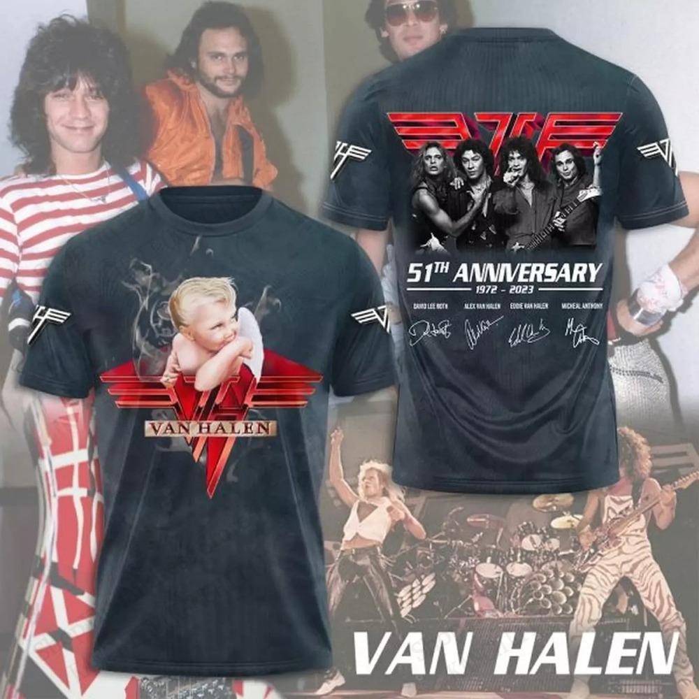 New Rock Star VAN HALEN Band 3d Print T-shirt Men Women Fashion Casual Short Sleeve Tshirt Kids Hip Hop Tops Tees Mens Clothing