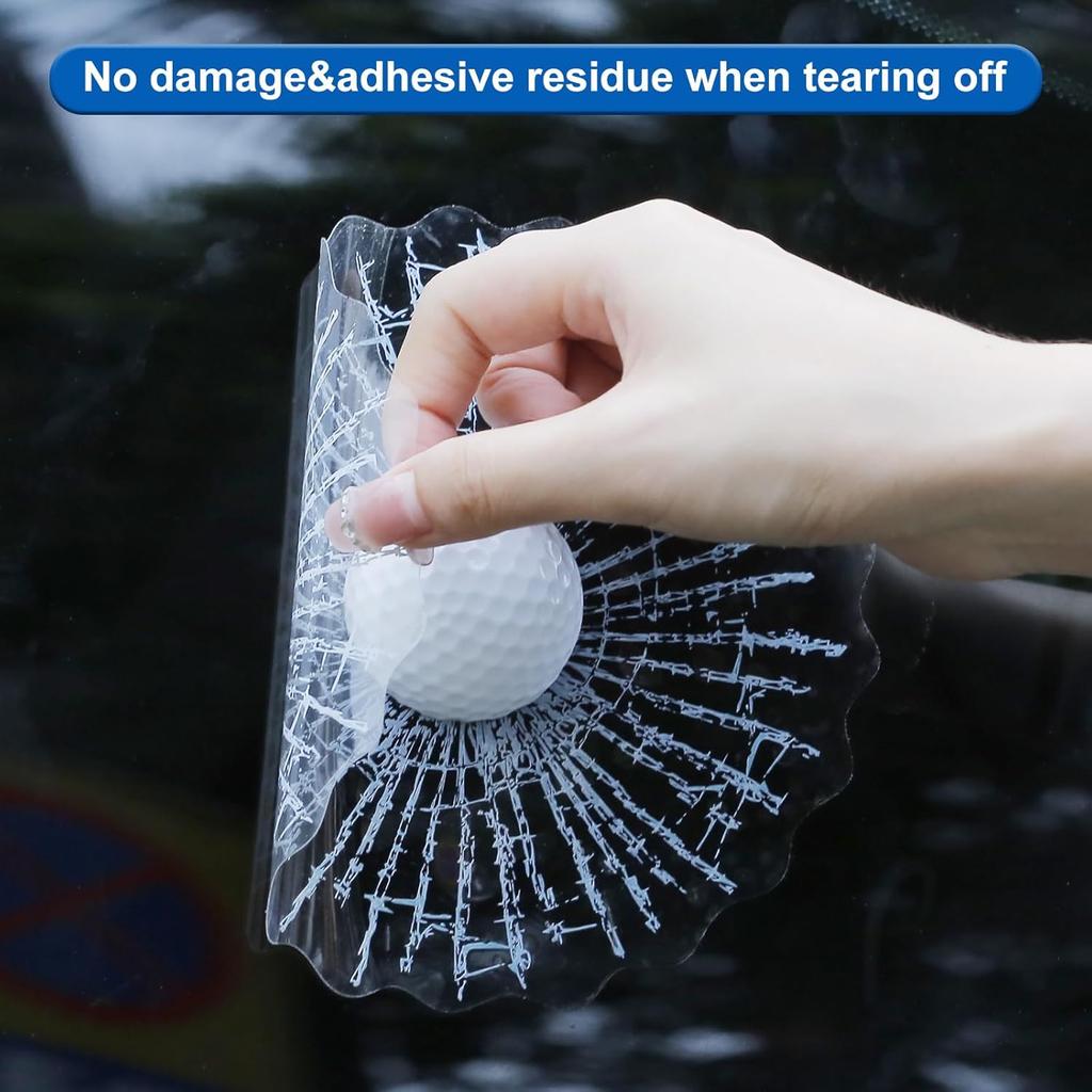 3D Prank Tricky Broken Glass Sticker Car Window Ball Hits Self Adhesive Funny Car Stickers (Golf)