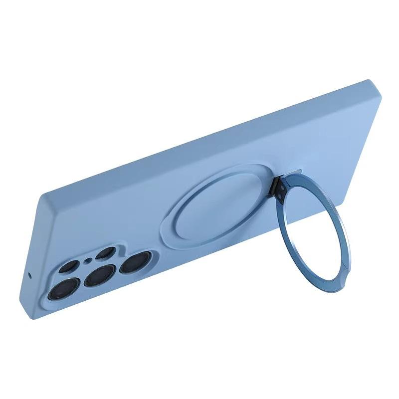 Suitable for Samsung S25Edge Mobile Phone Case True Liquid Silicone S24Ultra Magnetic Suction Bracket Full Package Anti Fall Soft Sleeve 3