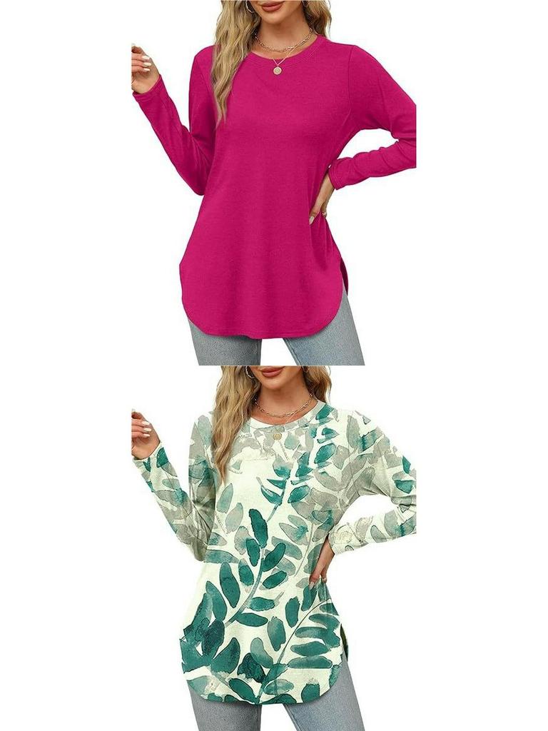 Autumn Women's Solid Long Sleeve Round Neck Loose Casual Top