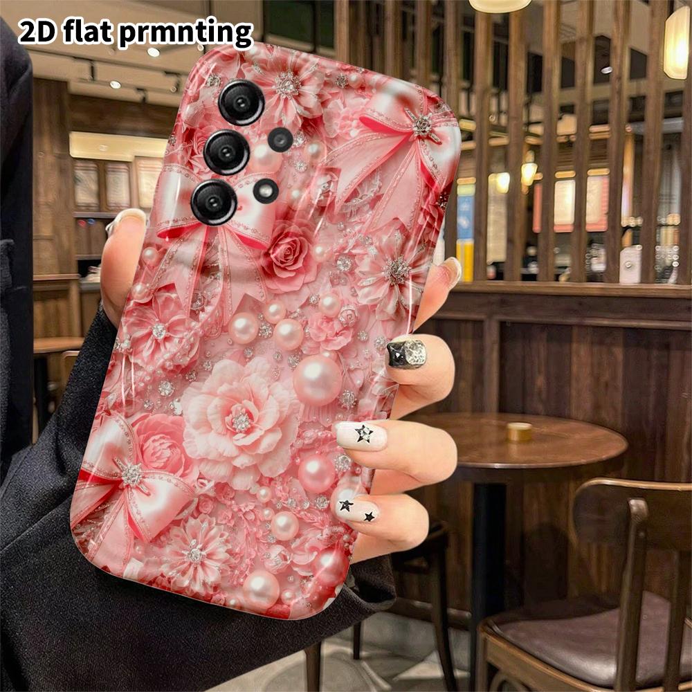 Phone Case: 2D Flat Samsung Galaxy A34 A35 M05 M06 S20 S22 S21 FE Plus 5G Protective Case, Pearl Floral, Christmas and Halloween Gifts