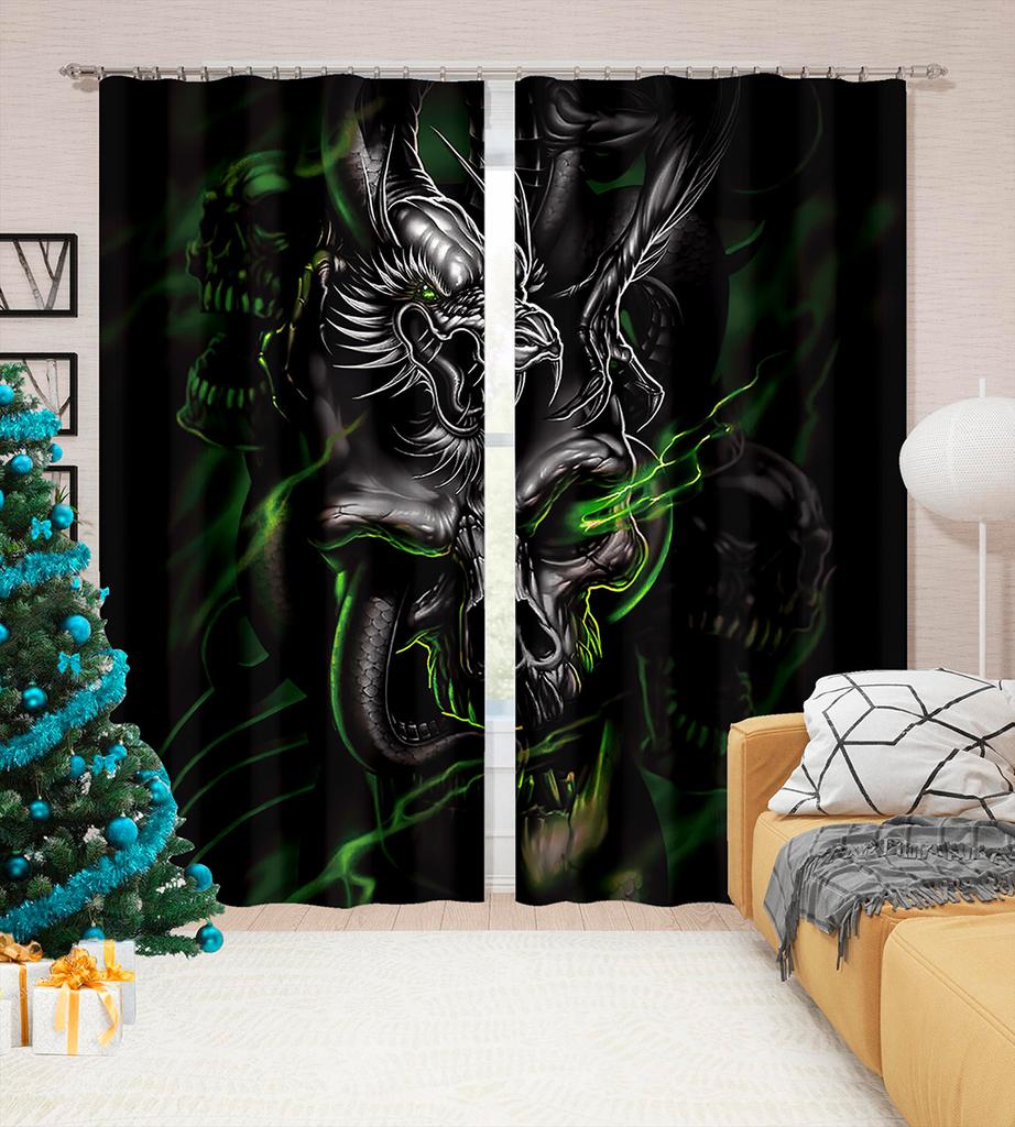 Luxury Fly Dragon Dinosaur Cool Game Window Curtains For Living Room Bedroom Bathroom Kicthen Door Home Decor On Sale 2Pieces