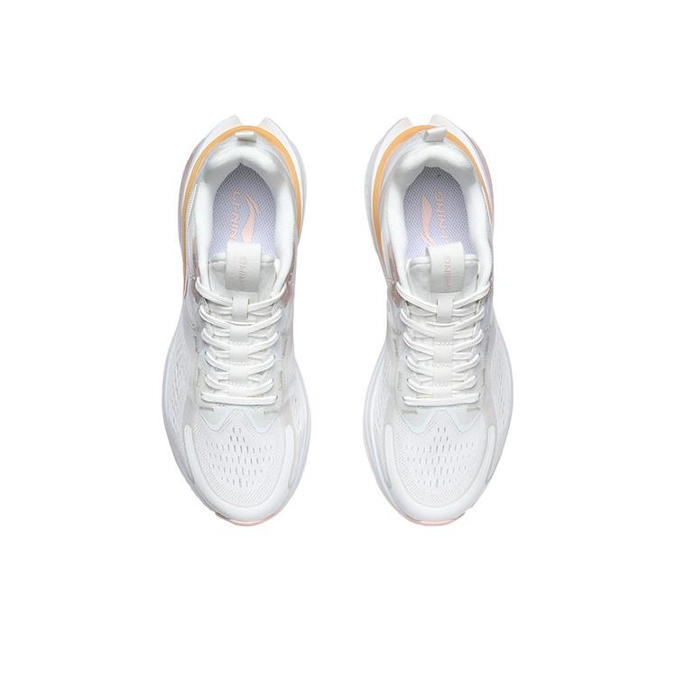 Li-Ning Lightweight Low-Top Running Shoes Women Sneakers White Orange ARHR062-3
